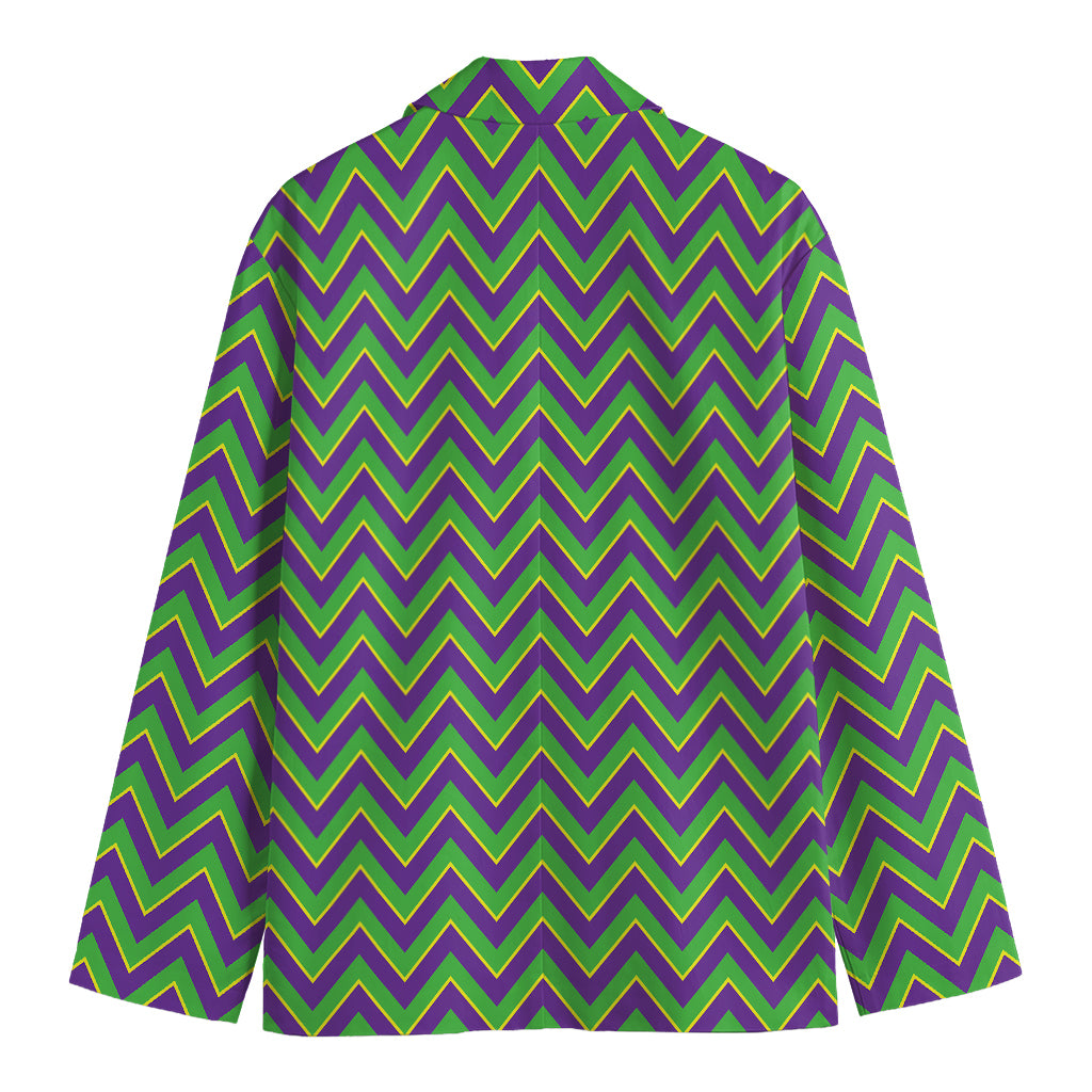 Mardi Gras Zigzag Pattern Print Men's Cotton Blazer