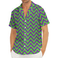 Mardi Gras Zigzag Pattern Print Men's Deep V-Neck Shirt