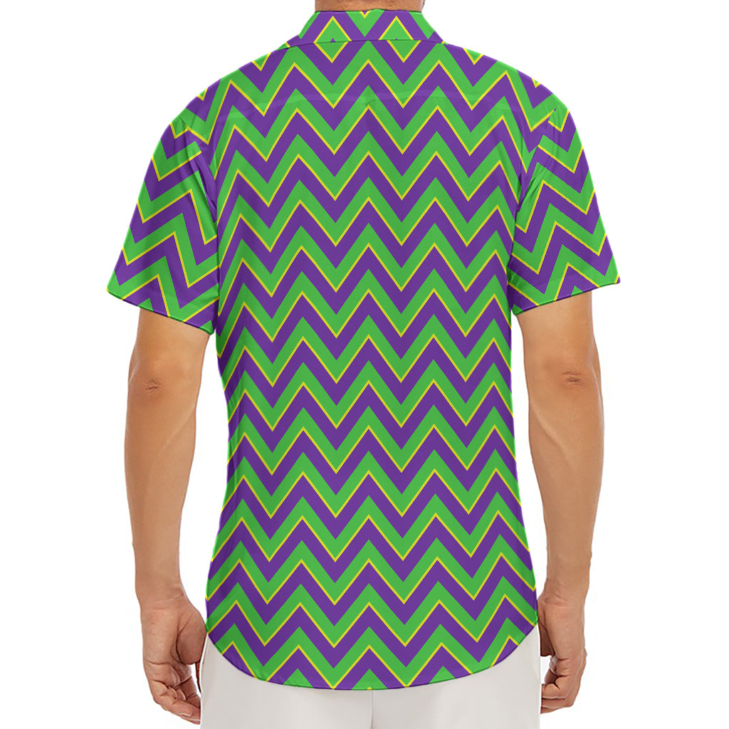 Mardi Gras Zigzag Pattern Print Men's Deep V-Neck Shirt