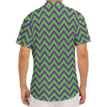 Mardi Gras Zigzag Pattern Print Men's Deep V-Neck Shirt