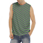 Mardi Gras Zigzag Pattern Print Men's Fitness Tank Top