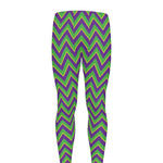 Mardi Gras Zigzag Pattern Print Men's leggings