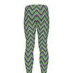 Mardi Gras Zigzag Pattern Print Men's leggings