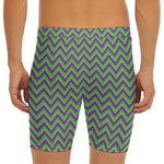 Mardi Gras Zigzag Pattern Print Men's Long Boxer Briefs