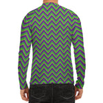 Mardi Gras Zigzag Pattern Print Men's Long Sleeve Rash Guard