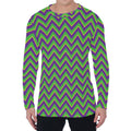 Mardi Gras Zigzag Pattern Print Men's Long Sleeve T-Shirt