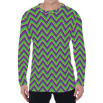 Mardi Gras Zigzag Pattern Print Men's Long Sleeve T-Shirt
