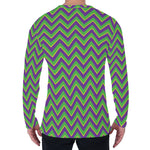 Mardi Gras Zigzag Pattern Print Men's Long Sleeve T-Shirt