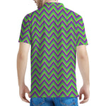 Mardi Gras Zigzag Pattern Print Men's Polo Shirt