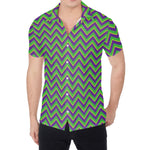 Mardi Gras Zigzag Pattern Print Men's Shirt