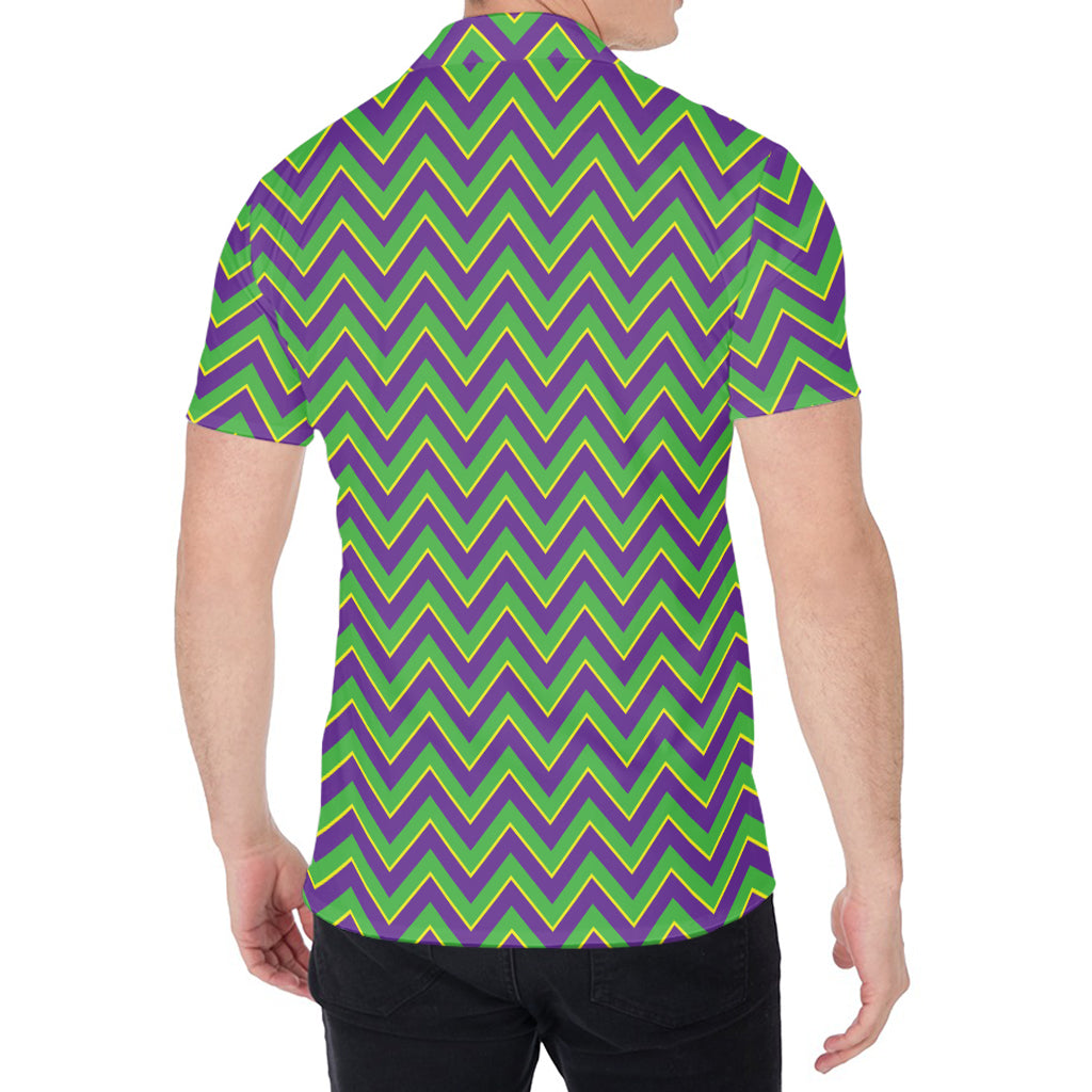 Mardi Gras Zigzag Pattern Print Men's Shirt