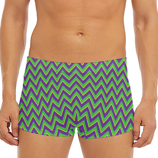 Mardi Gras Zigzag Pattern Print Men's Short Boxer Briefs