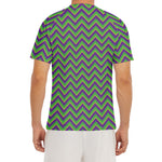Mardi Gras Zigzag Pattern Print Men's Short Sleeve Rash Guard