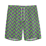 Mardi Gras Zigzag Pattern Print Men's Sports Shorts