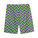 Mardi Gras Zigzag Pattern Print Men's Sports Shorts