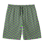 Mardi Gras Zigzag Pattern Print Men's Swim Trunks