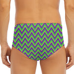 Mardi Gras Zigzag Pattern Print Men's Triangle Swim Briefs