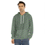 Mardi Gras Zigzag Pattern Print Men's Velvet Pullover Hoodie