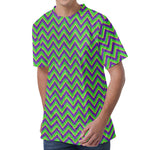 Mardi Gras Zigzag Pattern Print Men's Velvet T-Shirt