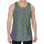 Mardi Gras Zigzag Pattern Print Men's Velvet Tank Top