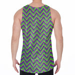 Mardi Gras Zigzag Pattern Print Men's Velvet Tank Top