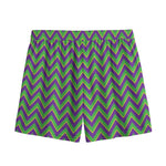 Mardi Gras Zigzag Pattern Print Mesh Shorts