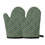 Mardi Gras Zigzag Pattern Print Oven Mitts