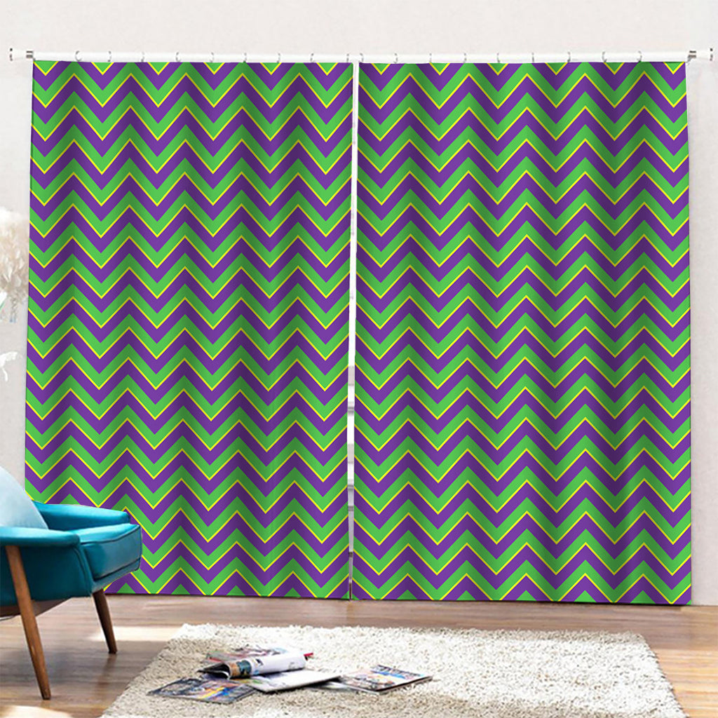 Mardi Gras Zigzag Pattern Print Pencil Pleat Curtains