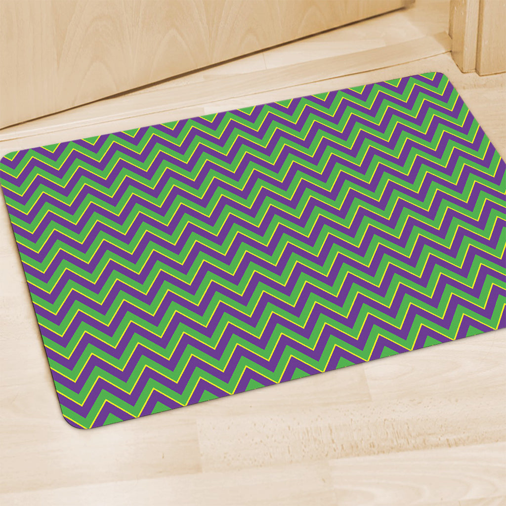 Mardi Gras Zigzag Pattern Print Polyester Doormat