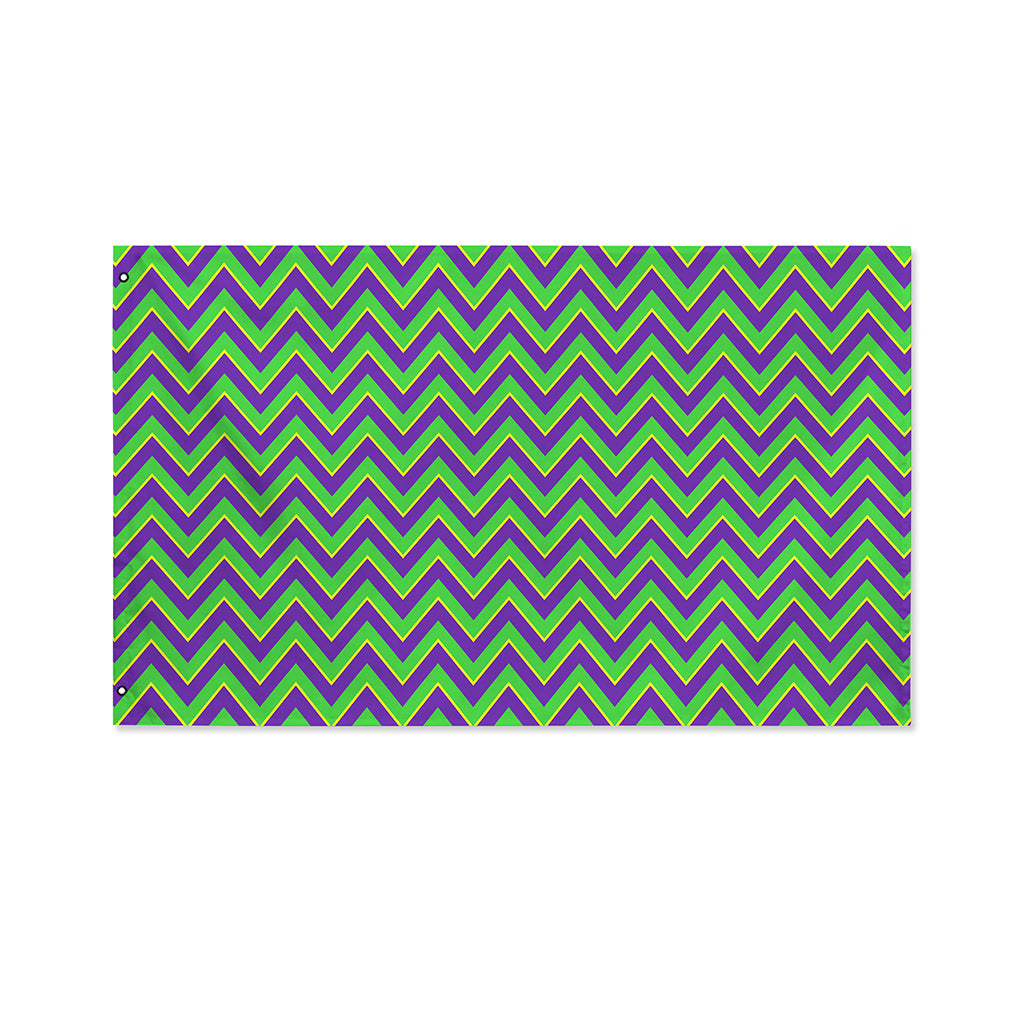 Mardi Gras Zigzag Pattern Print Polyester Flag