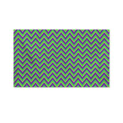 Mardi Gras Zigzag Pattern Print Polyester Flag