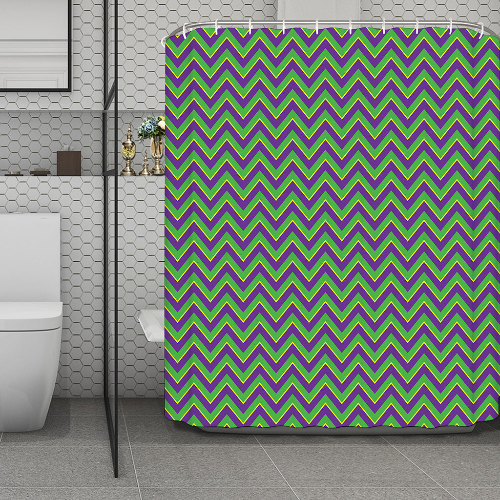 Mardi Gras Zigzag Pattern Print Polyester Shower Curtain