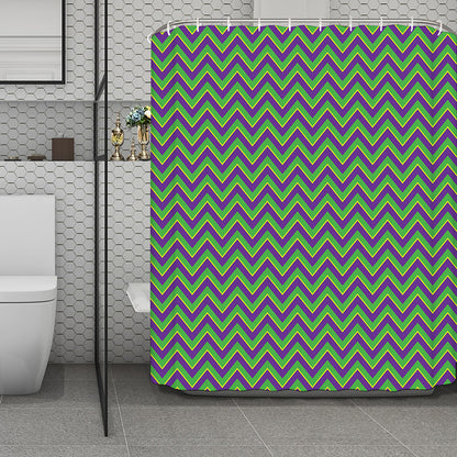 Mardi Gras Zigzag Pattern Print Polyester Shower Curtain