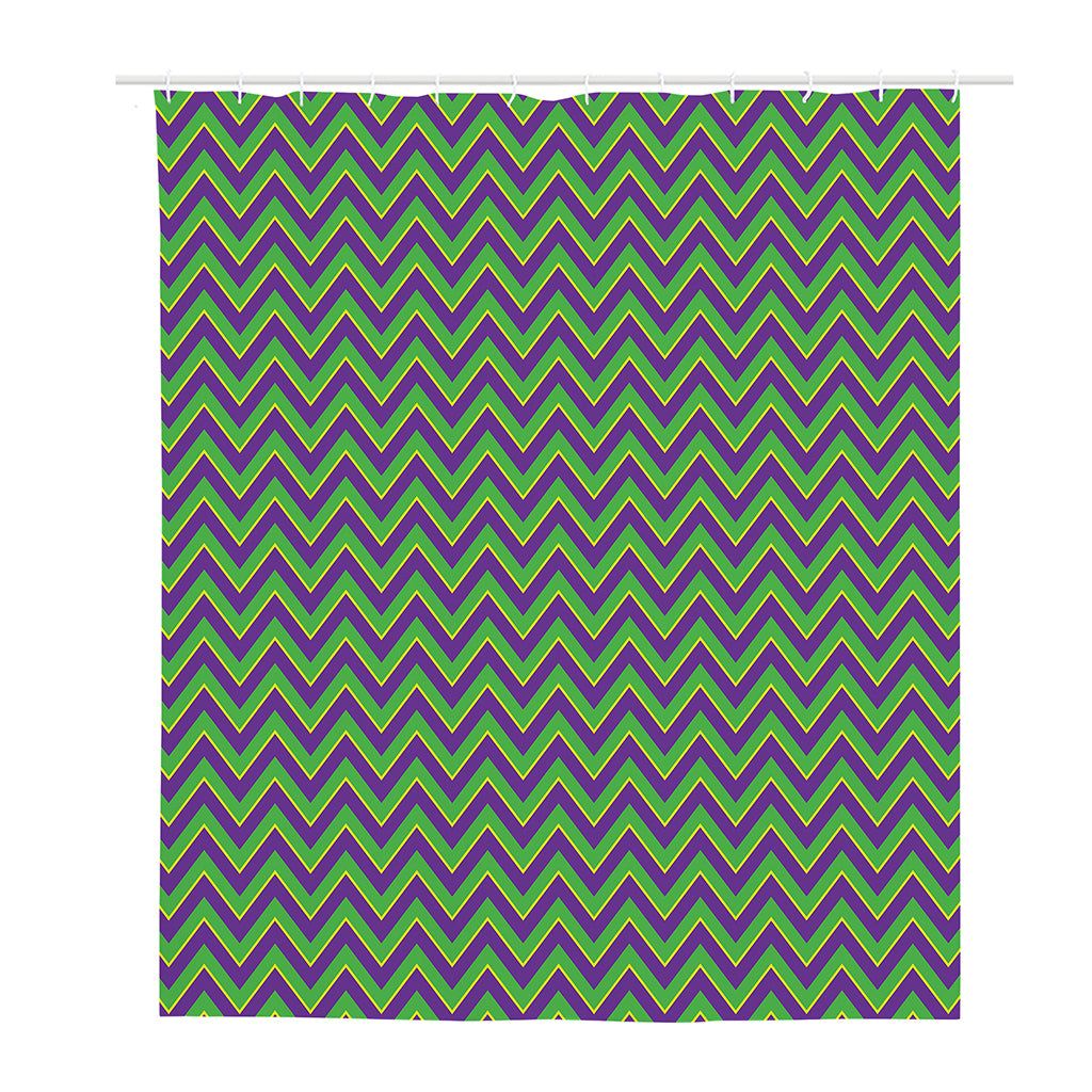 Mardi Gras Zigzag Pattern Print Polyester Shower Curtain