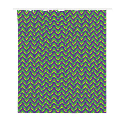 Mardi Gras Zigzag Pattern Print Polyester Shower Curtain