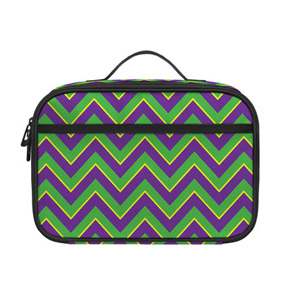 Mardi Gras Zigzag Pattern Print Portable Lunch Bag