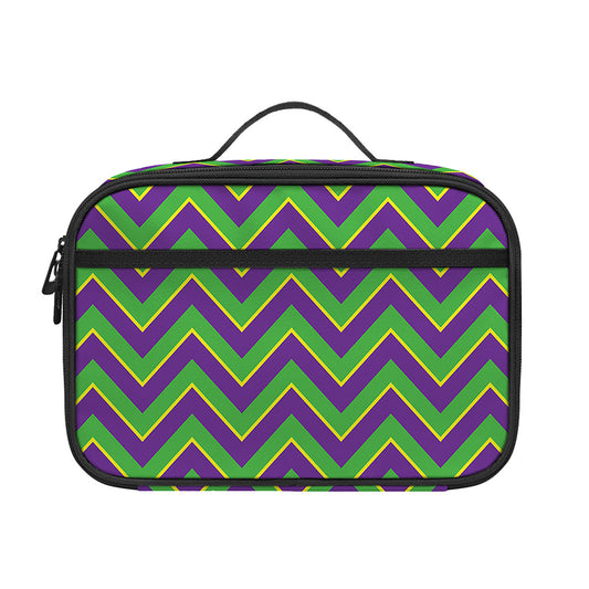 Mardi Gras Zigzag Pattern Print Portable Lunch Bag