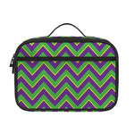 Mardi Gras Zigzag Pattern Print Portable Lunch Bag