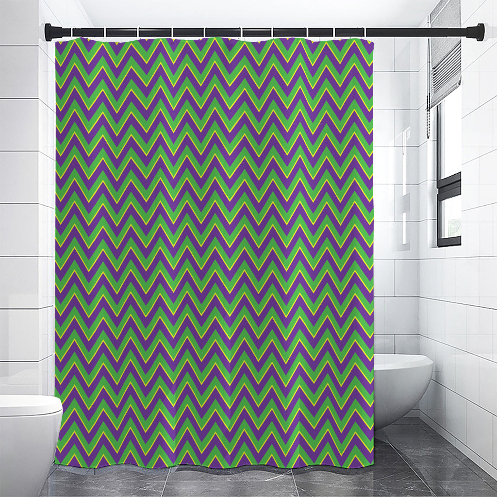 Mardi Gras Zigzag Pattern Print Premium Shower Curtain