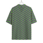 Mardi Gras Zigzag Pattern Print Rayon Hawaiian Shirt