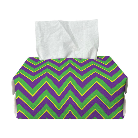 Mardi Gras Zigzag Pattern Print Rectangle Tissue Box Cover