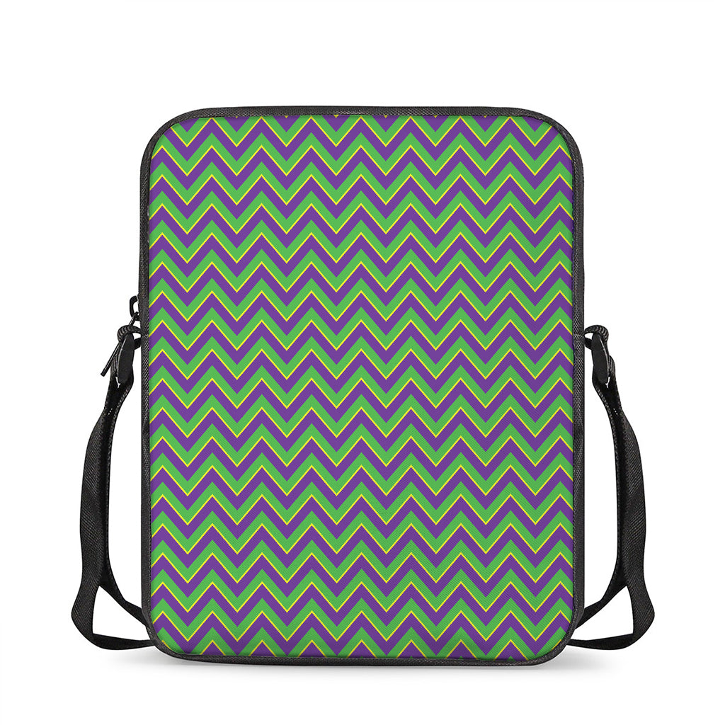 Mardi Gras Zigzag Pattern Print Rectangular Crossbody Bag