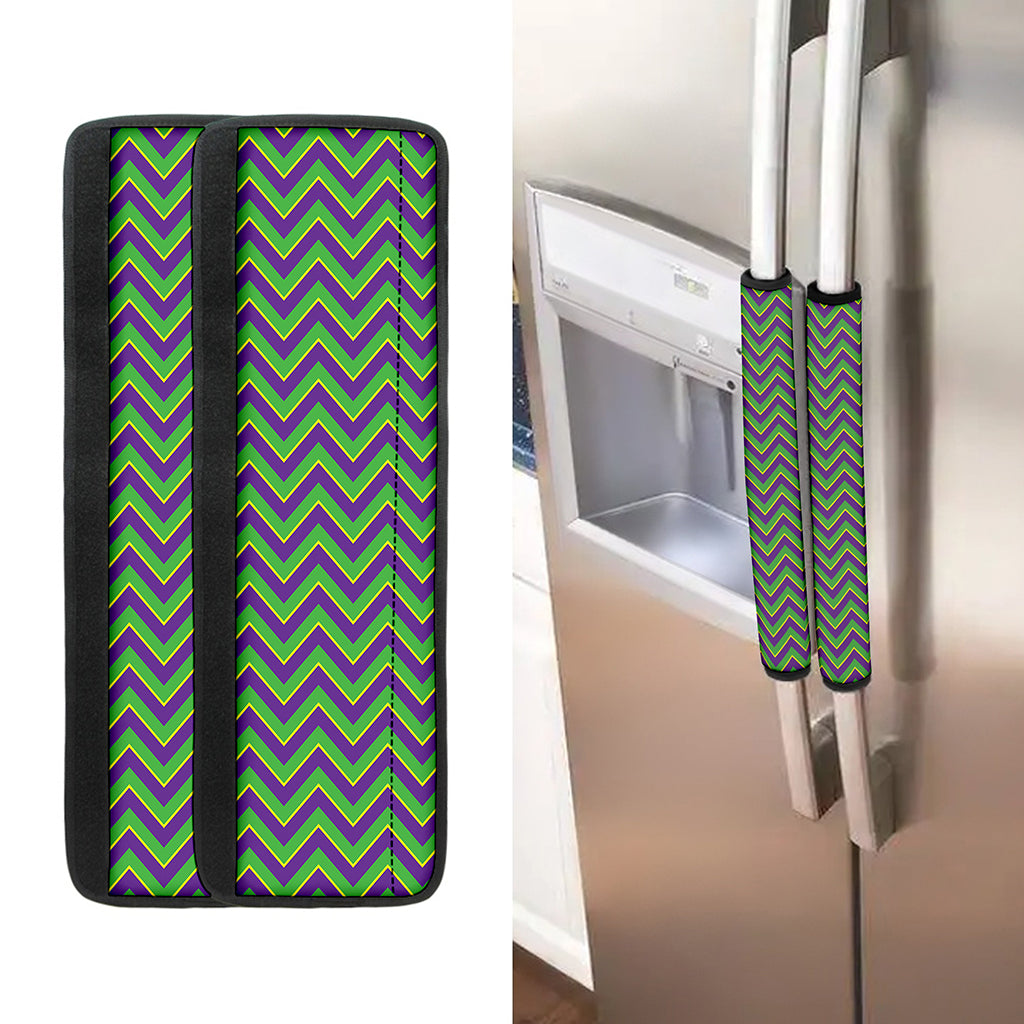 Mardi Gras Zigzag Pattern Print Refrigerator Handle Covers