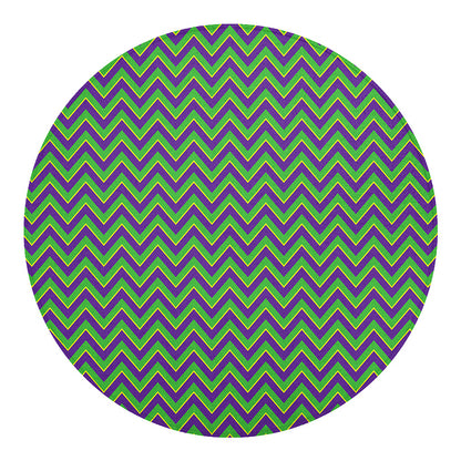 Mardi Gras Zigzag Pattern Print Round Blanket