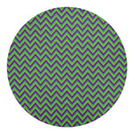 Mardi Gras Zigzag Pattern Print Round Blanket