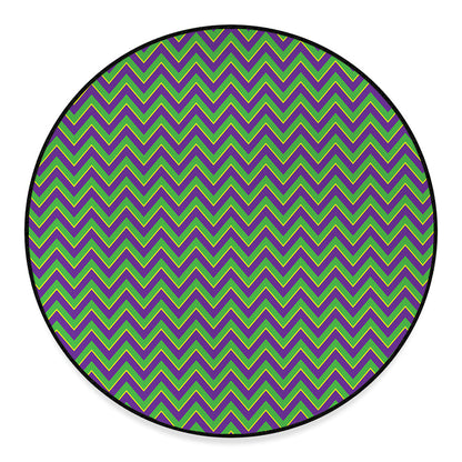 Mardi Gras Zigzag Pattern Print Round Floor Mat