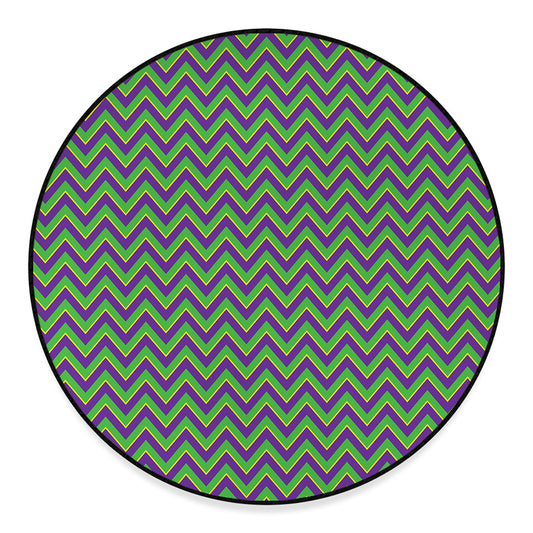 Mardi Gras Zigzag Pattern Print Round Floor Mat