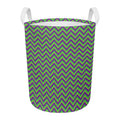 Mardi Gras Zigzag Pattern Print Round Laundry Basket