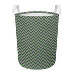 Mardi Gras Zigzag Pattern Print Round Laundry Basket