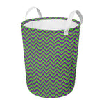 Mardi Gras Zigzag Pattern Print Round Laundry Basket